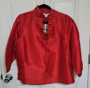 NWT Red Crown & Ivy Ruffle Neck
Blouse Size L NWT